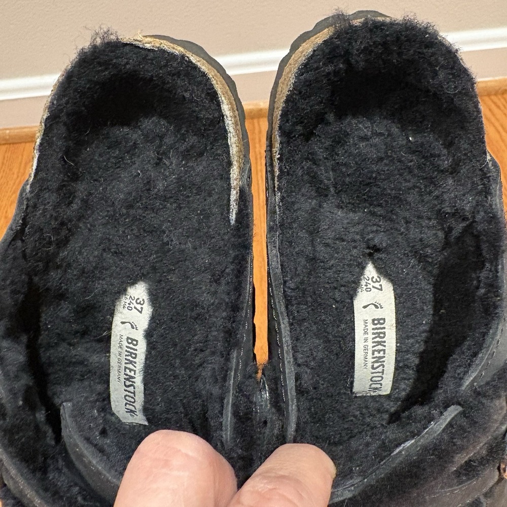 Birkenstock Blair Shearling Black Oiled Leather Clogs Shoes EU 37 / US 6 - Picture 9 of 11